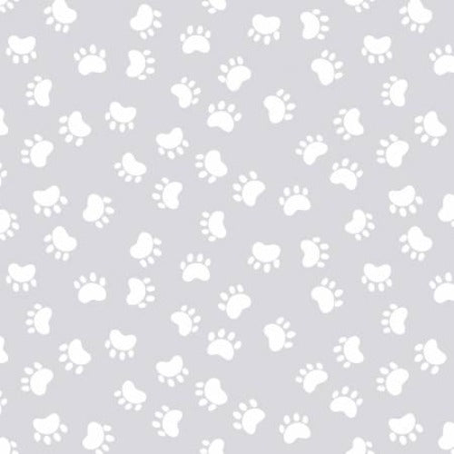 Light Grey Paw Prints  From Susybee Kitty the Cat Collection 100% Cotton 44/45"