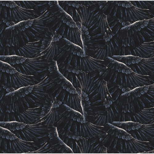 Bird Wing - Black  From Suite B  By Autumn Skye Morrison - Autumn Sky Collection   100% Cotton  44/45"