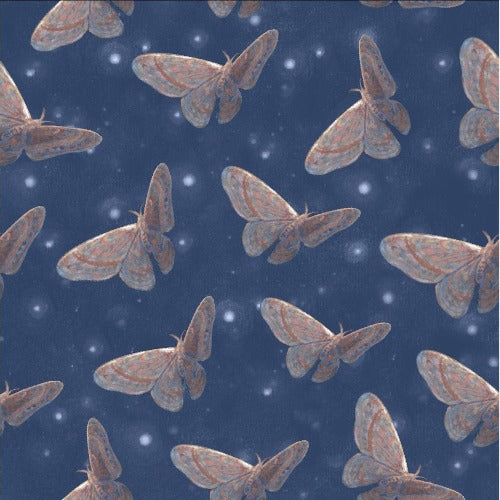 Moth - Blue Morning Glory  From Suite B  By Autumn Skye Morrison - Autumn Sky Collection   100% Cotton  44/45"