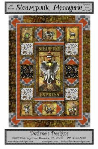 Steampunk Menagerie Quilt Kit  Kit includes the Steampunk Menagerie pattern by Desiree's Designs and all of the fabrics to compleate the quilt top and binding.  Quilt Size Appox. 66" x 90"  Backing and Batting Sold Separate