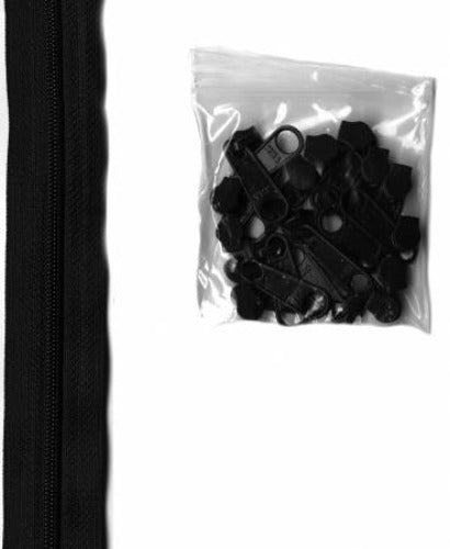 Zippers by the Yard  Black  4 yards Pulls 16  Nylon  Open Bottom