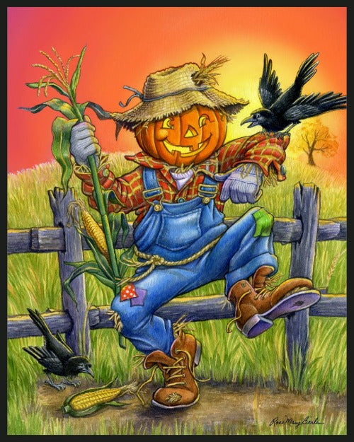 Scarecrow Halloween Panel - Digital Print  Marshal Dry Goods  By Rosemary Berlin  100% Cotton